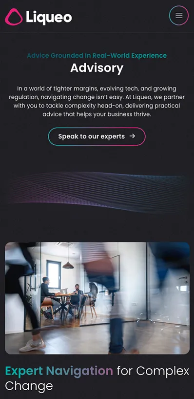 Liqueo mobile website design