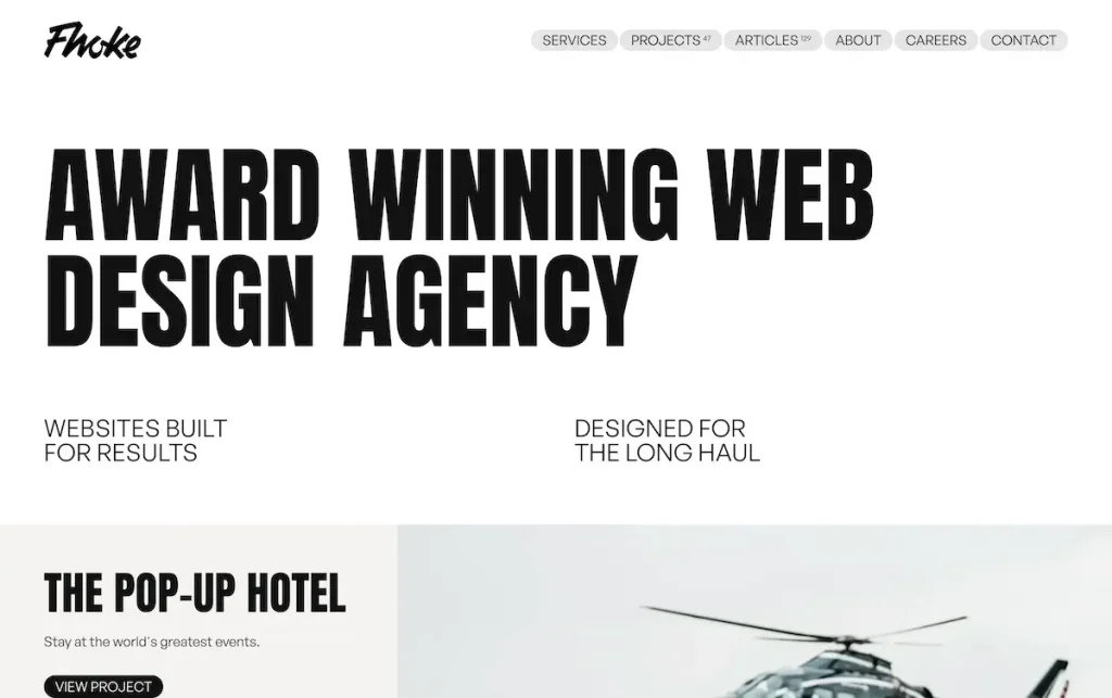 fhoke homepage - the best web design agency in the UK for the platform agnostic