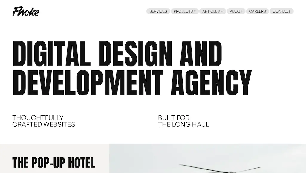homepage of the fhoke wordpress agency website