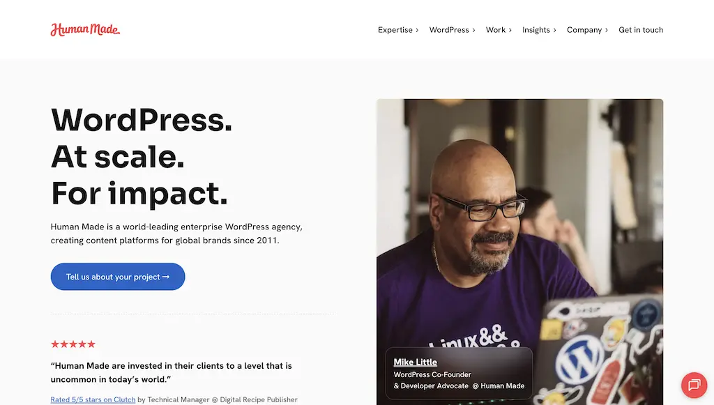 front page of the human made agency website