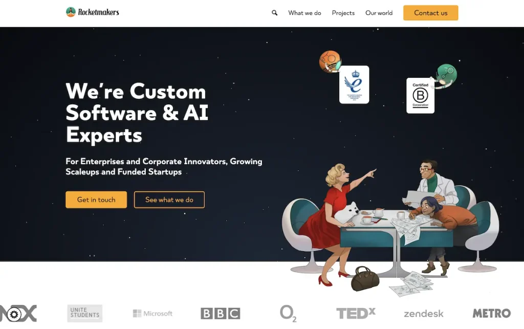 rocketmakers homepage - the best agency in the UK for bespoke software development