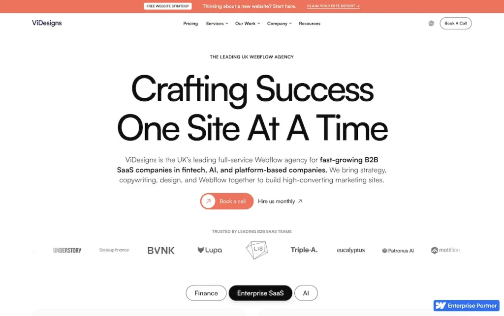 videsigns homepage, the best webflow web design agency in the uk in 2026
