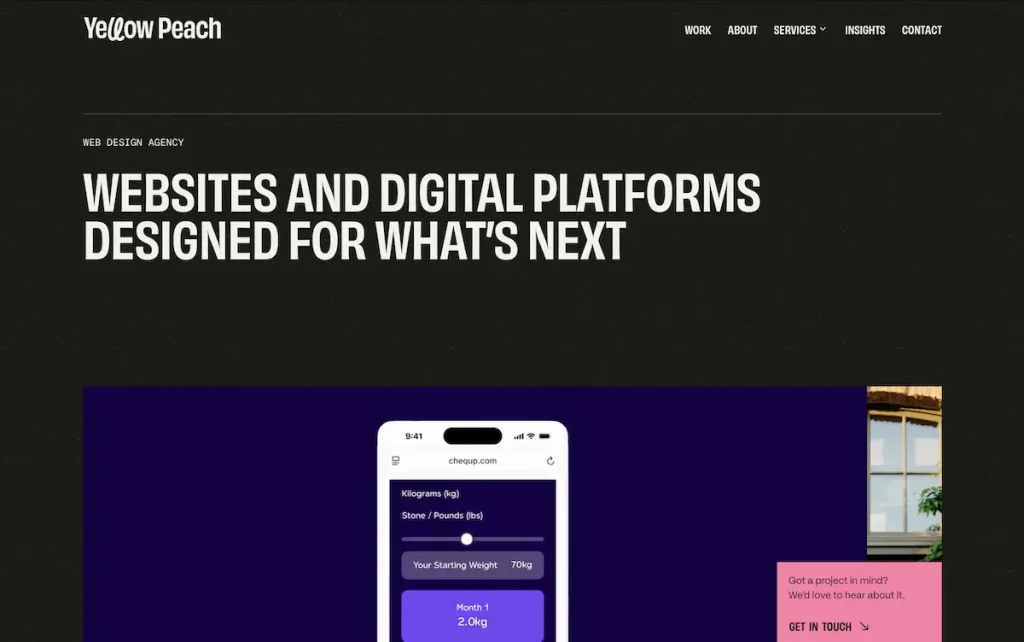 yellow peach homepage, the best web design agency in the UK for 2026