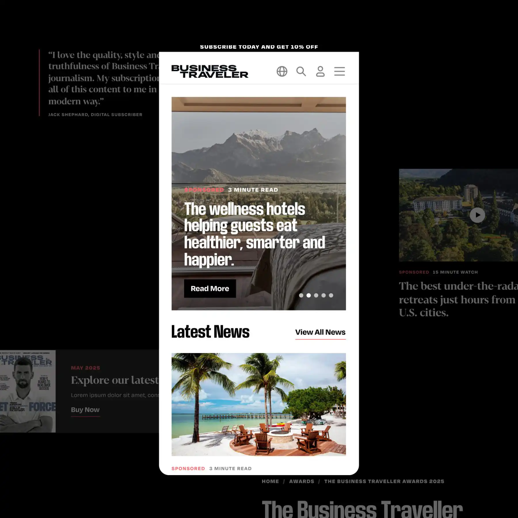 Business Traveller WordPress website