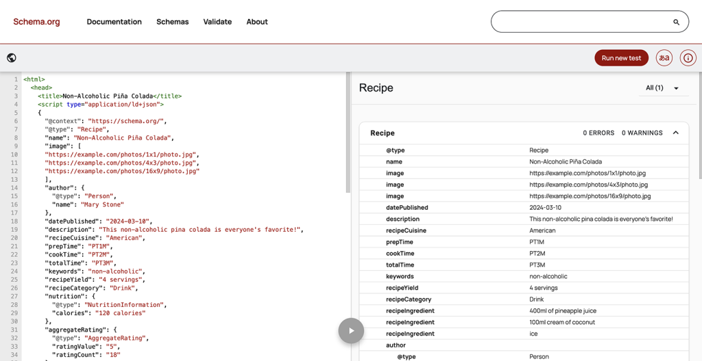 Schema markup