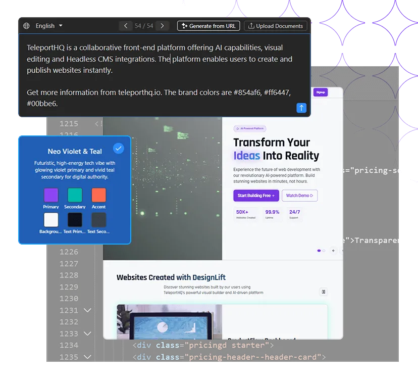 Teleport low code website